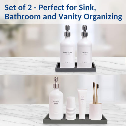 Countertop and Vanity Tray - Small 7.7” Silicone Tray for Soap Dispenser Bottles, Sponge Holder for Kitchen Sink Caddy Organizer, Bathroom Trays, Dish Soap Holder for Kitchen Counter, Keys