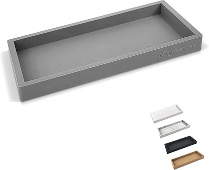 Countertop and Vanity Tray - Small 7.7” Silicone Tray for Soap Dispenser Bottles, Sponge Holder for Kitchen Sink Caddy Organizer, Bathroom Trays, Dish Soap Holder for Kitchen Counter, Keys