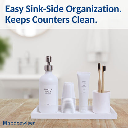 Countertop and Vanity Tray - Small 7.7” Silicone Tray for Soap Dispenser Bottles, Sponge Holder for Kitchen Sink Caddy Organizer, Bathroom Trays, Dish Soap Holder for Kitchen Counter, Keys