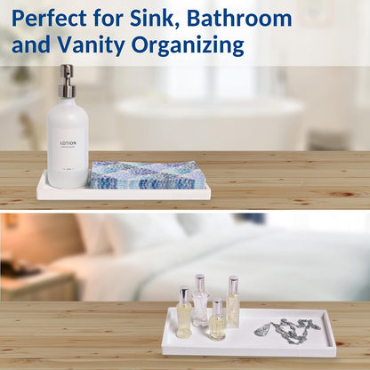 Countertop and Vanity Tray - Small 7.7” Silicone Tray for Soap Dispenser Bottles, Sponge Holder for Kitchen Sink Caddy Organizer, Bathroom Trays, Dish Soap Holder for Kitchen Counter, Keys