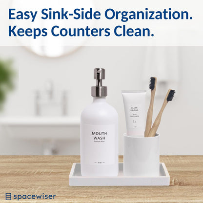 Countertop and Vanity Tray - Small 7.7” Silicone Tray for Soap Dispenser Bottles, Sponge Holder for Kitchen Sink Caddy Organizer, Bathroom Trays, Dish Soap Holder for Kitchen Counter, Keys