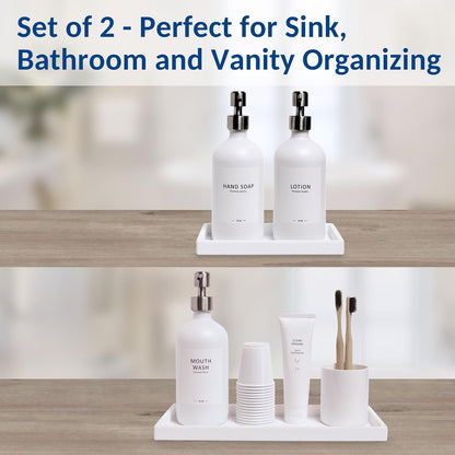 Countertop and Vanity Tray - Small 7.7” Silicone Tray for Soap Dispenser Bottles, Sponge Holder for Kitchen Sink Caddy Organizer, Bathroom Trays, Dish Soap Holder for Kitchen Counter, Keys