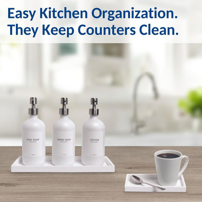 Countertop and Vanity Tray - Small 7.7” Silicone Tray for Soap Dispenser Bottles, Sponge Holder for Kitchen Sink Caddy Organizer, Bathroom Trays, Dish Soap Holder for Kitchen Counter, Keys