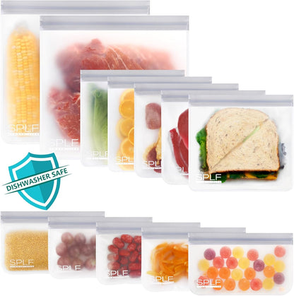 Dishwasher Safe Reusable Food Storage Bags, Gray