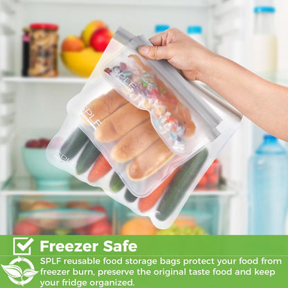 Dishwasher Safe Reusable Food Storage Bags, Gray