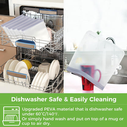 Dishwasher Safe Reusable Food Storage Bags, Gray