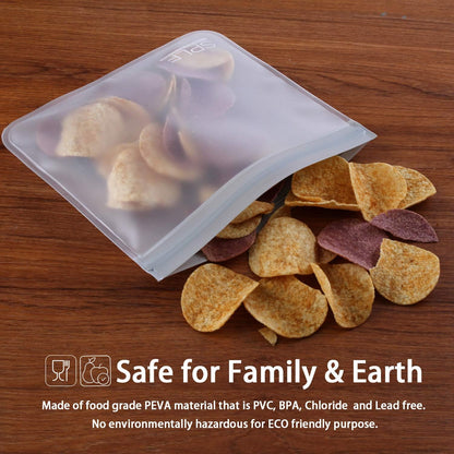 Dishwasher Safe Reusable Food Storage Bags, Gray