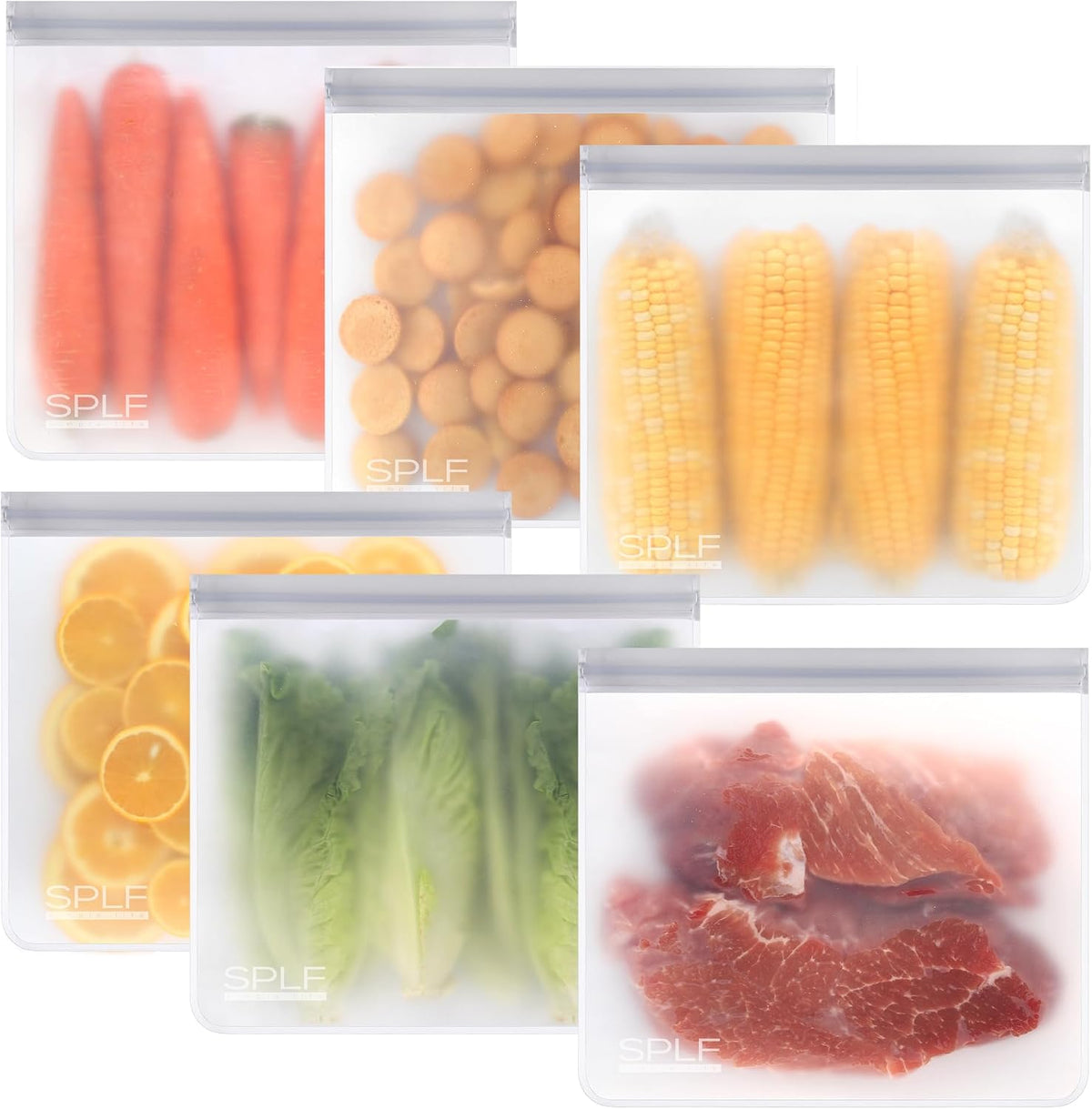 Dishwasher Safe Reusable Food Storage Bags, Gray