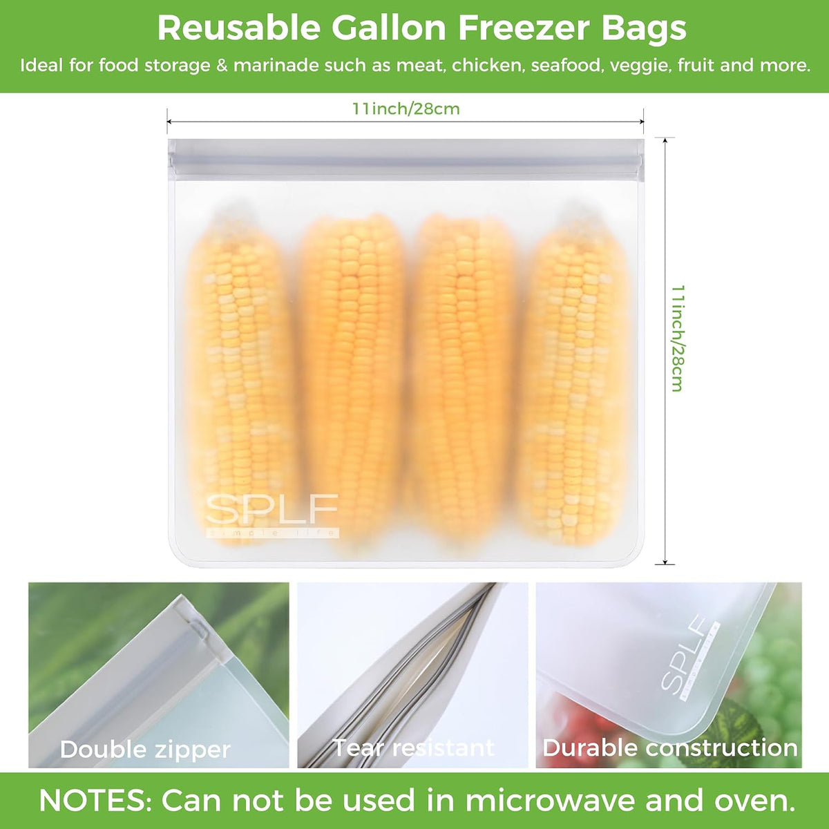 Dishwasher Safe Reusable Food Storage Bags, Gray