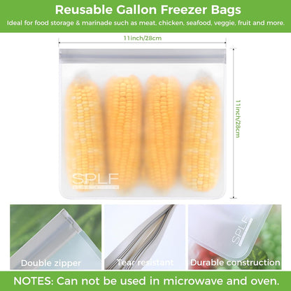 Dishwasher Safe Reusable Food Storage Bags, Gray
