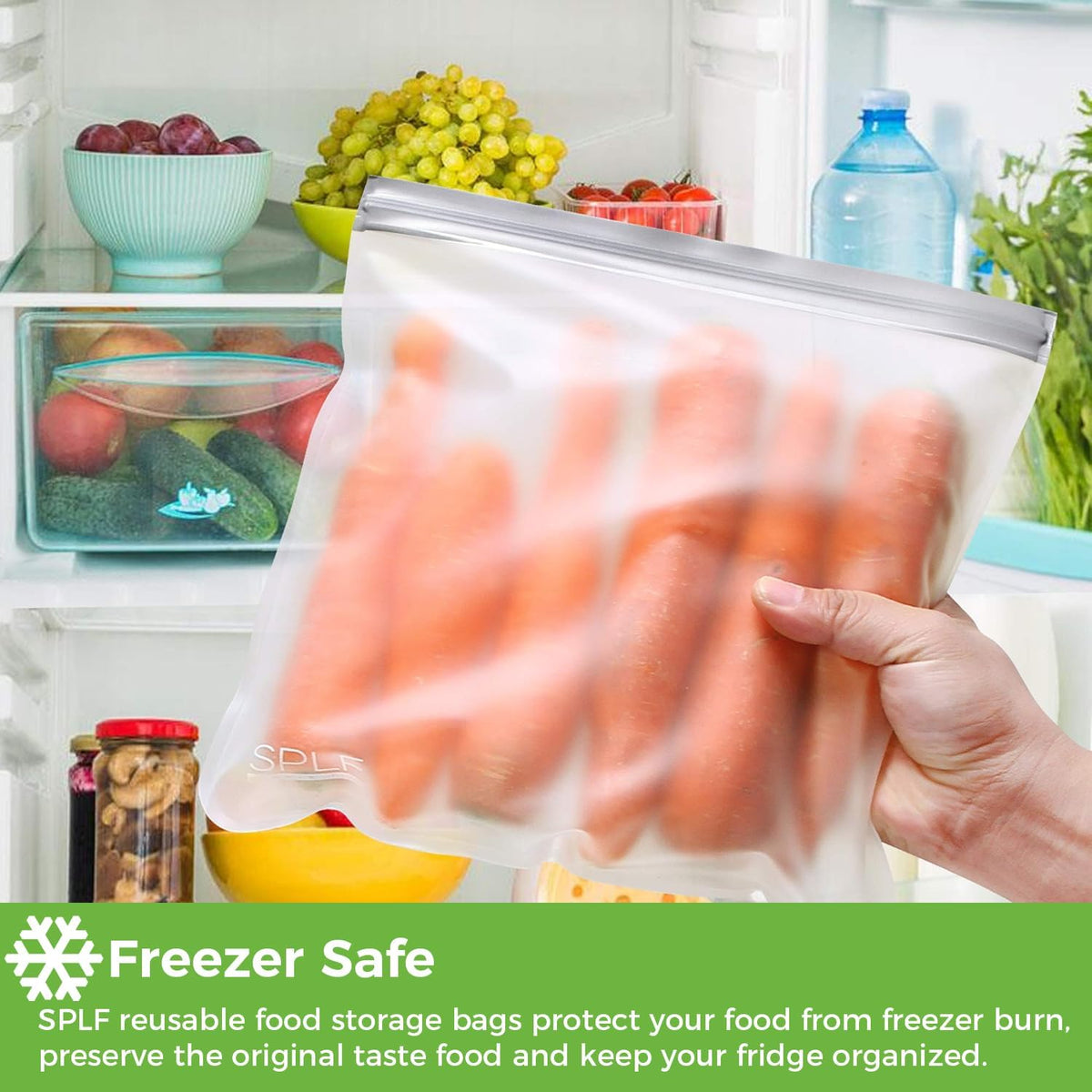 Dishwasher Safe Reusable Food Storage Bags, Gray
