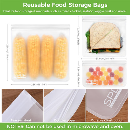 Dishwasher Safe Reusable Food Storage Bags, Gray