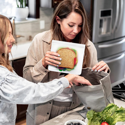 Dishwasher Safe Reusable Food Storage Bags, Gray