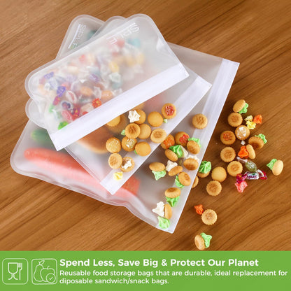 Dishwasher Safe Reusable Food Storage Bags, Gray