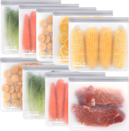 Dishwasher Safe Reusable Food Storage Bags, Gray