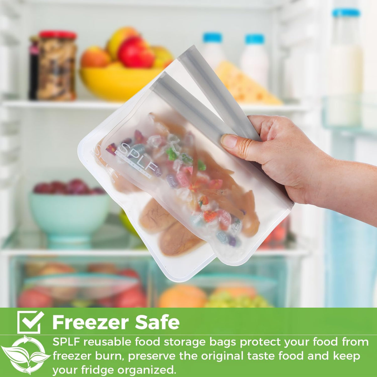 Dishwasher Safe Reusable Food Storage Bags, Gray