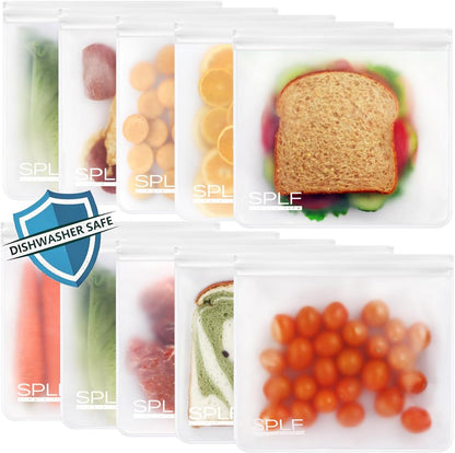 Dishwasher Safe Reusable Food Storage Bags, Gray
