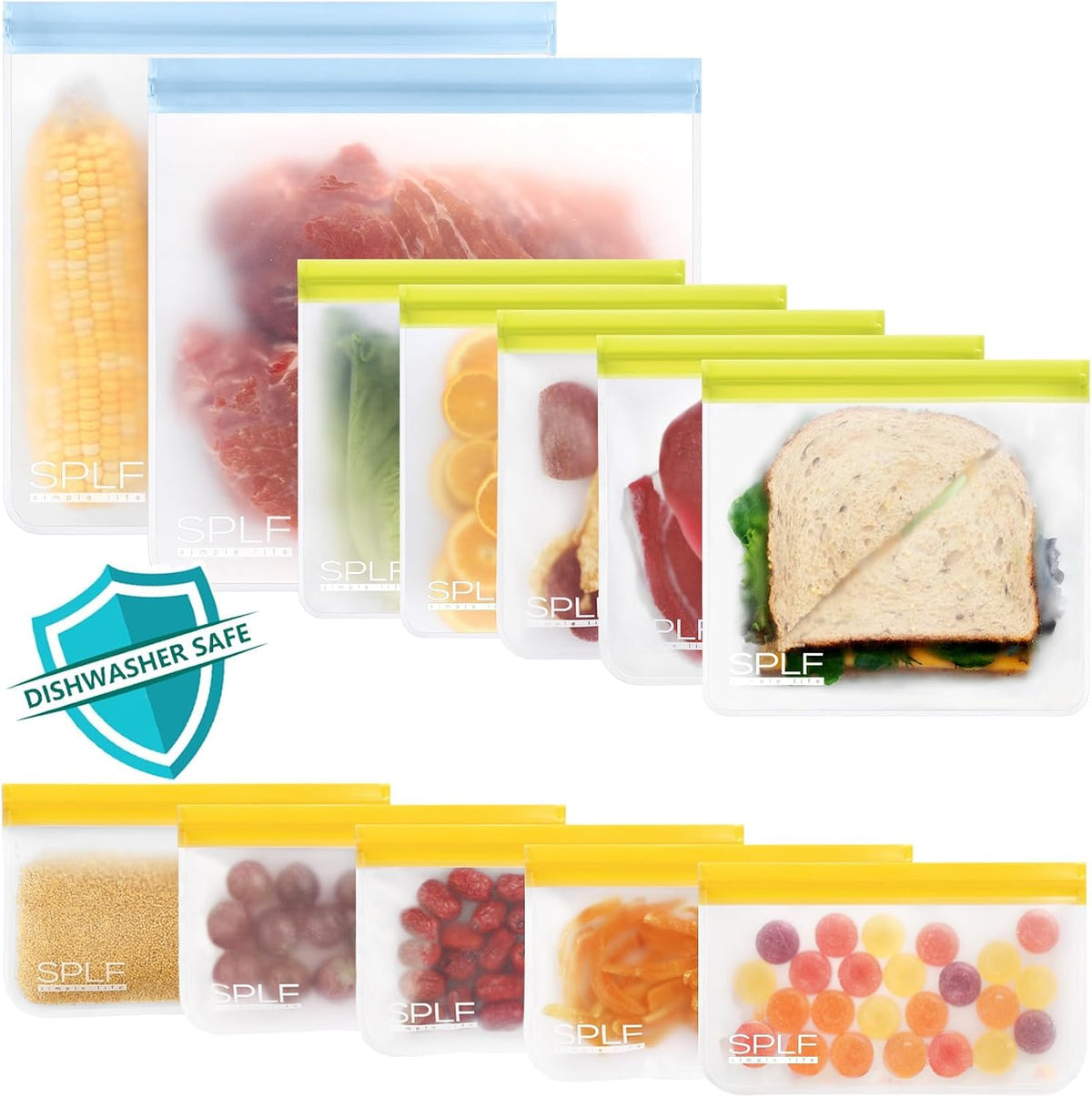 Dishwasher Safe Reusable Food Storage Bags, Gray