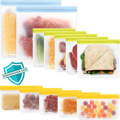 Dishwasher Safe Reusable Food Storage Bags, Gray