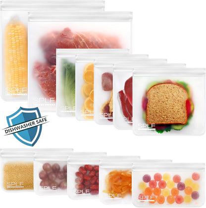 Dishwasher Safe Reusable Food Storage Bags, Gray