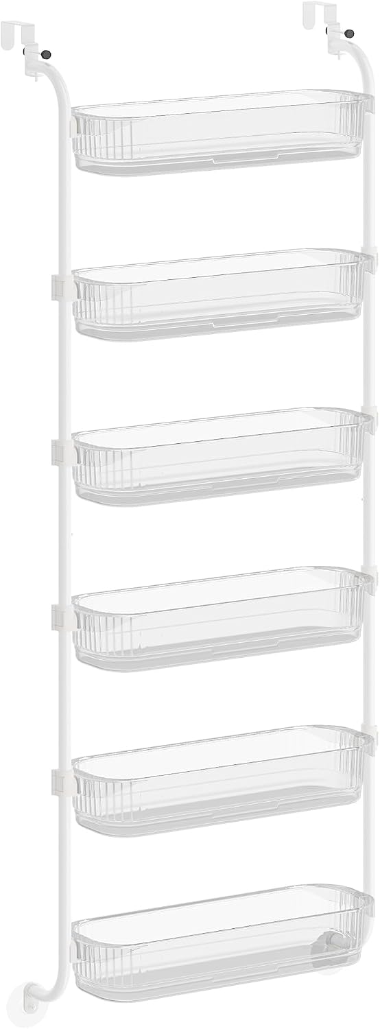 6 Tier Over the Door Spice Rack, Steel, PET Plastic | Spice Organizer, Over the Door Organizer, PET Plastic, Ink Black, GLORA Collection UKCS046BH01