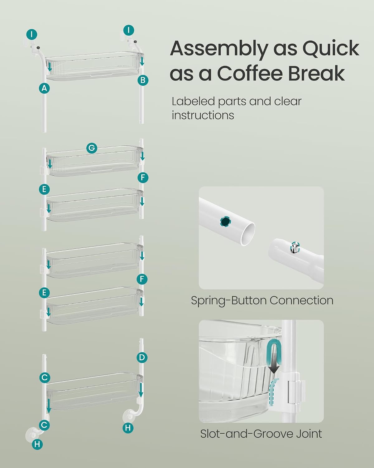 6 Tier Over the Door Spice Rack, Steel, PET Plastic | Spice Organizer, Over the Door Organizer, PET Plastic, Ink Black, GLORA Collection UKCS046BH01