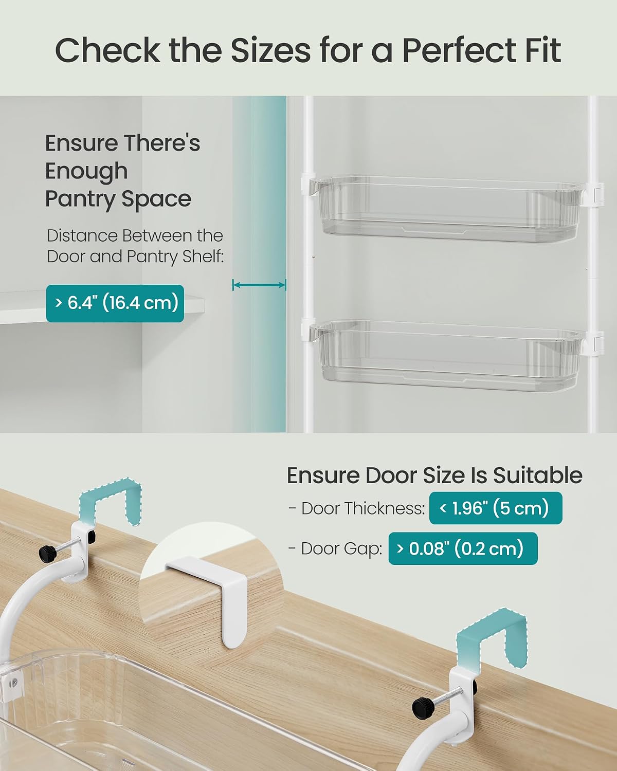 6 Tier Over the Door Spice Rack, Steel, PET Plastic | Spice Organizer, Over the Door Organizer, PET Plastic, Ink Black, GLORA Collection UKCS046BH01