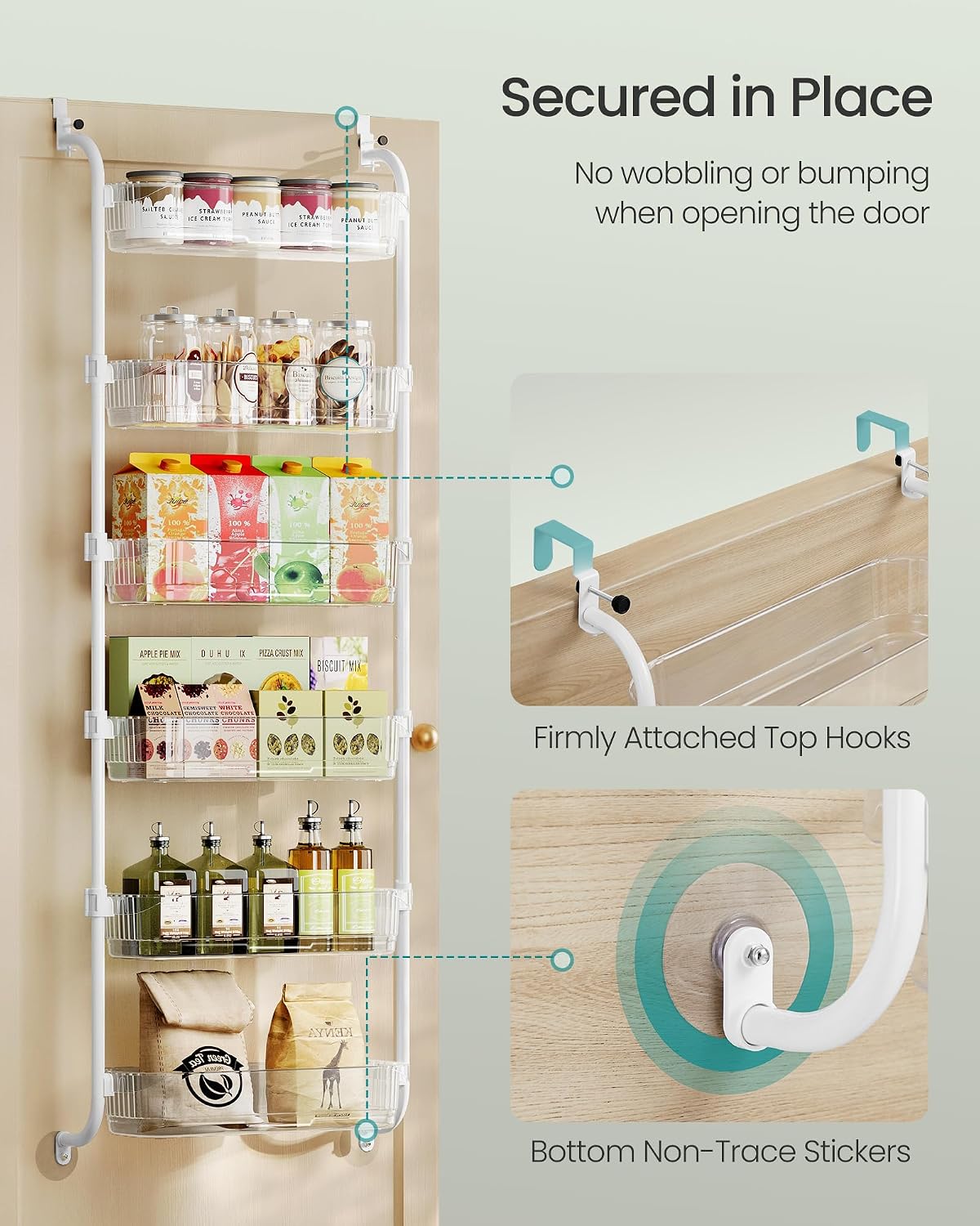 6 Tier Over the Door Spice Rack, Steel, PET Plastic | Spice Organizer, Over the Door Organizer, PET Plastic, Ink Black, GLORA Collection UKCS046BH01