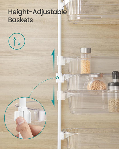 6 Tier Over the Door Spice Rack, Steel, PET Plastic | Spice Organizer, Over the Door Organizer, PET Plastic, Ink Black, GLORA Collection UKCS046BH01