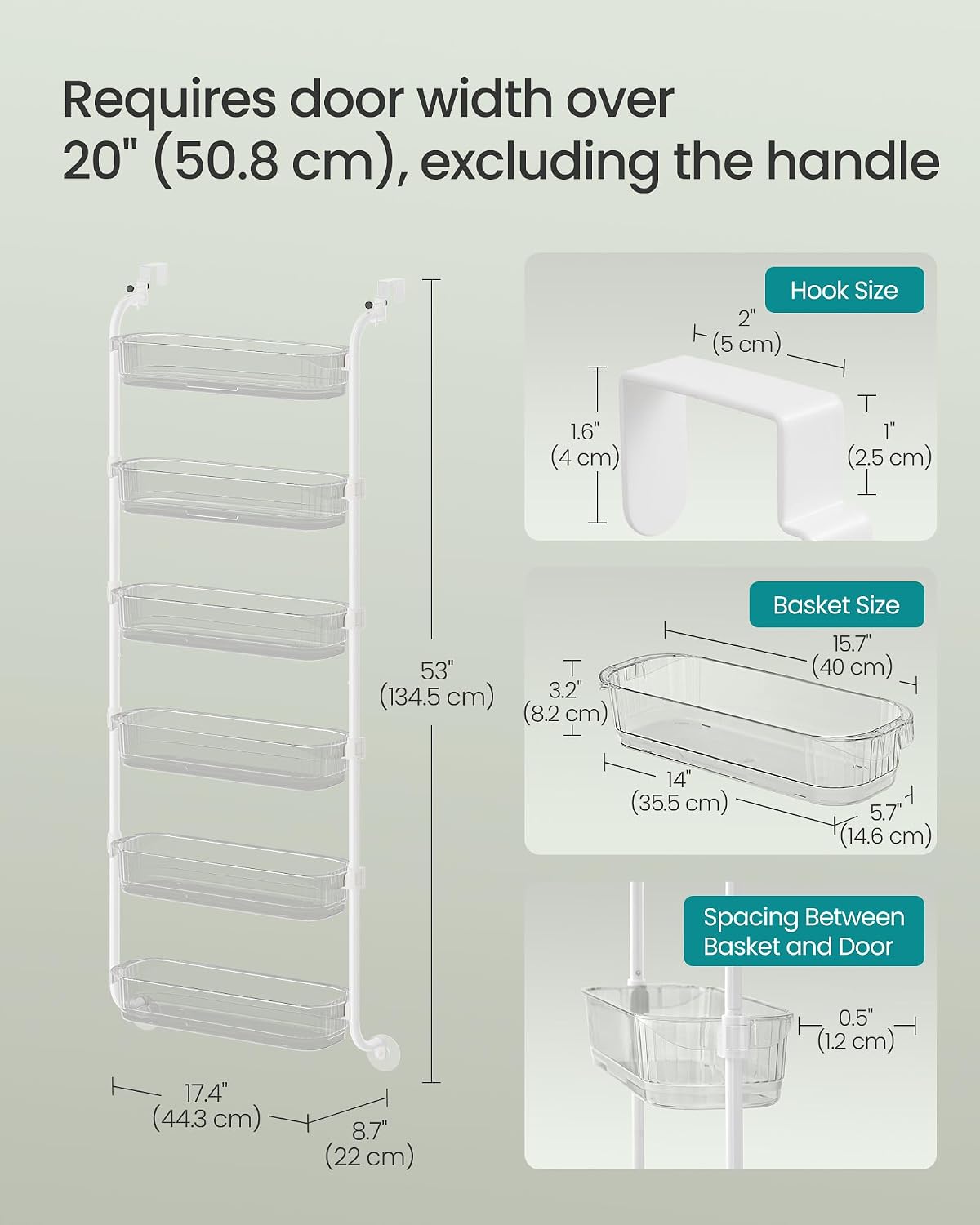 6 Tier Over the Door Spice Rack, Steel, PET Plastic | Spice Organizer, Over the Door Organizer, PET Plastic, Ink Black, GLORA Collection UKCS046BH01