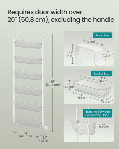 6 Tier Over the Door Spice Rack, Steel, PET Plastic | Spice Organizer, Over the Door Organizer, PET Plastic, Ink Black, GLORA Collection UKCS046BH01