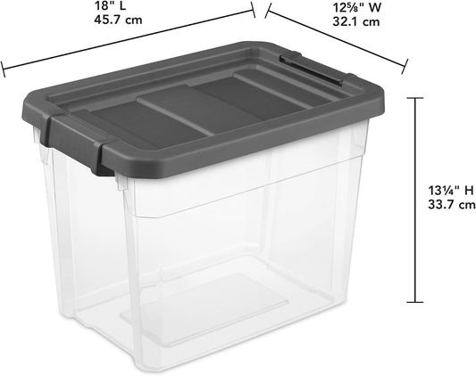 Modular Stacker Box with Latching Lid, 30 Quart, 6-Pack