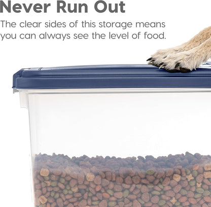 Dog Food Storage Container, Up to 30+11 lbs, Navy, Made in USA | Wheels for Mobility, Airtight Seal, BPA-Free, Best for Bird Seed, Cat food, Cat Litter, Chicken Feed, Pellets