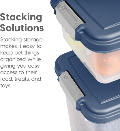 Dog Food Storage Container, Up to 30+11 lbs, Navy, Made in USA | Wheels for Mobility, Airtight Seal, BPA-Free, Best for Bird Seed, Cat food, Cat Litter, Chicken Feed, Pellets