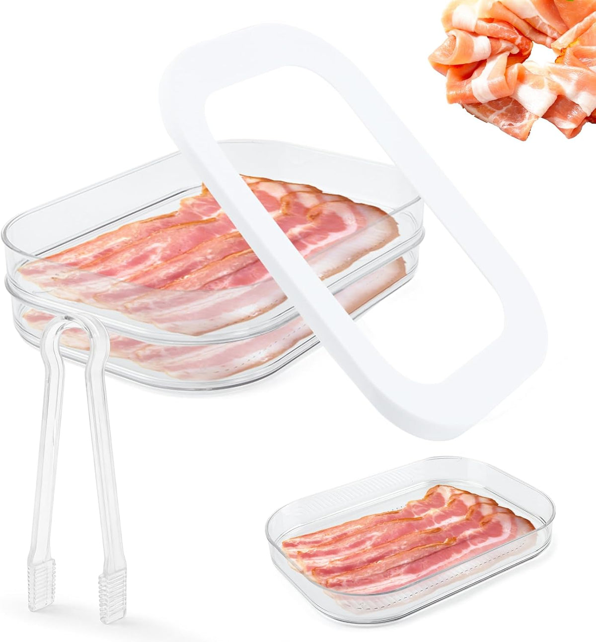 Deli Meat Container for Fridge, 3 Tier Stackable Clear Deli Meats Containers with Lid & Clip, Cold Cuts Storage Containers, Bacon Cheese Container, for Lunch Meat,Salami, Bacon, Cheese & Meal Prep