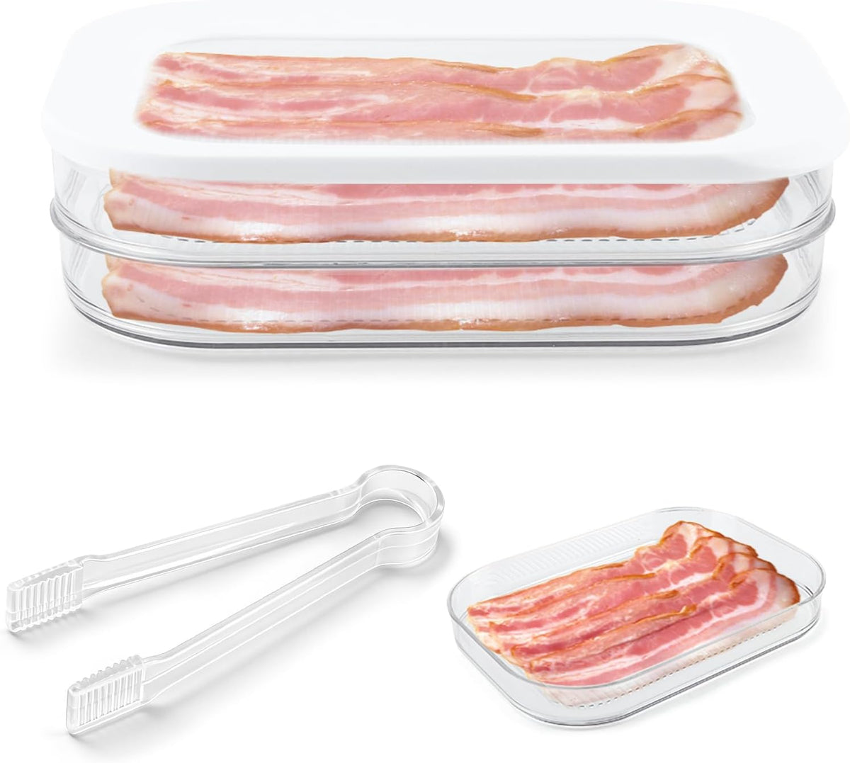 Deli Meat Container for Fridge, 3 Tier Stackable Clear Deli Meats Containers with Lid & Clip, Cold Cuts Storage Containers, Bacon Cheese Container, for Lunch Meat,Salami, Bacon, Cheese & Meal Prep