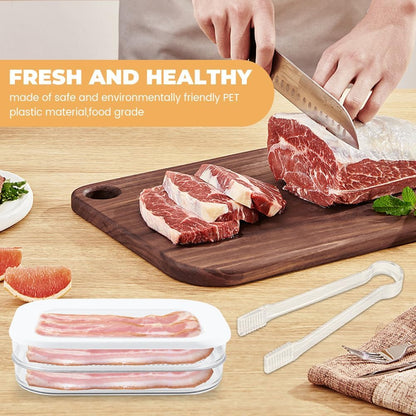 Deli Meat Container for Fridge, 3 Tier Stackable Clear Deli Meats Containers with Lid & Clip, Cold Cuts Storage Containers, Bacon Cheese Container, for Lunch Meat,Salami, Bacon, Cheese & Meal Prep