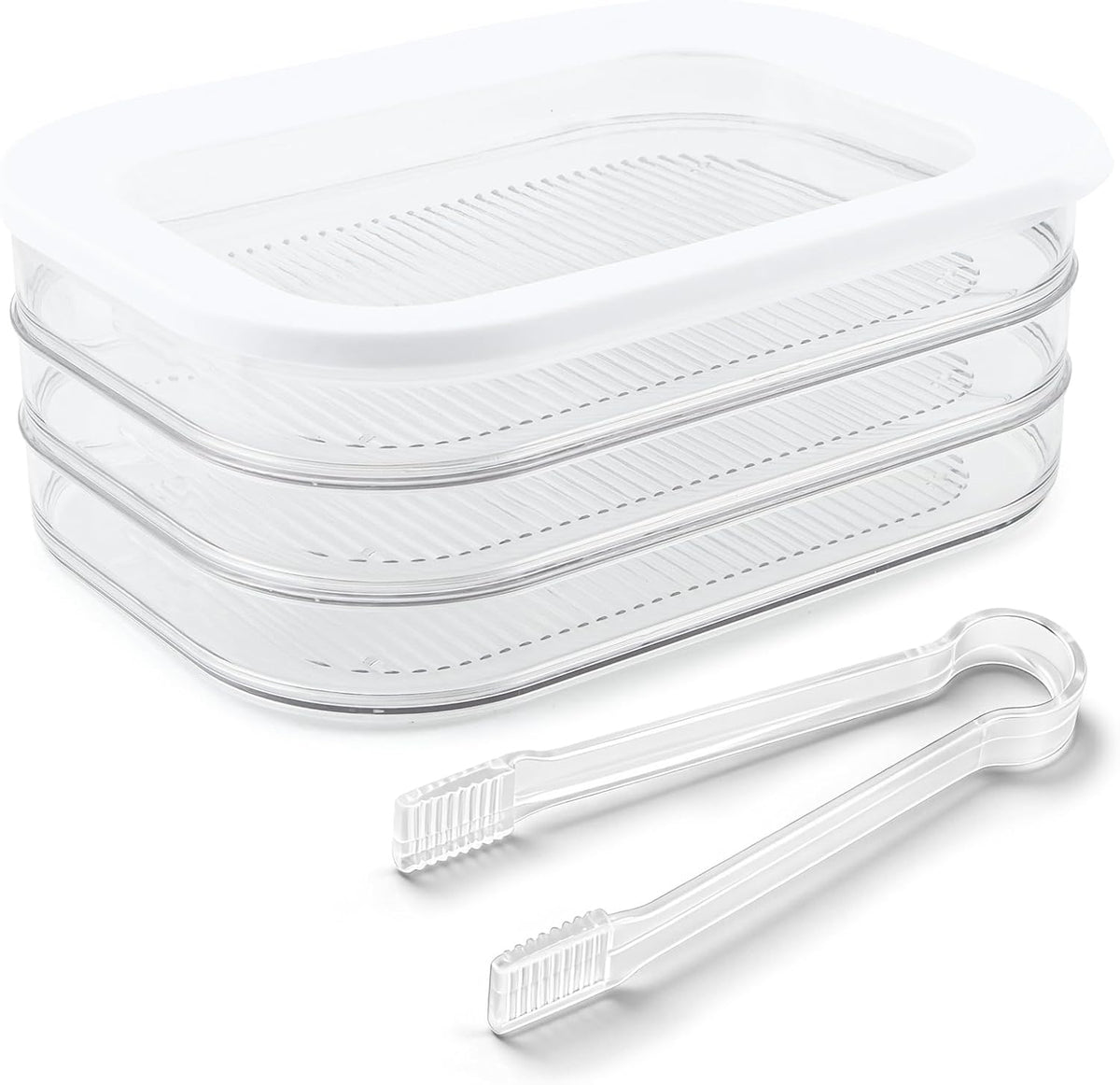 Deli Meat Container for Fridge, 3 Tier Stackable Clear Deli Meats Containers with Lid & Clip, Cold Cuts Storage Containers, Bacon Cheese Container, for Lunch Meat,Salami, Bacon, Cheese & Meal Prep
