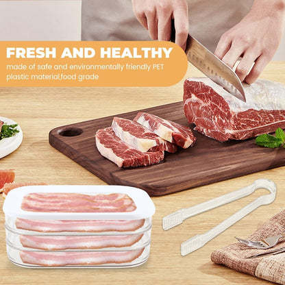 Deli Meat Container for Fridge, 3 Tier Stackable Clear Deli Meats Containers with Lid & Clip, Cold Cuts Storage Containers, Bacon Cheese Container, for Lunch Meat,Salami, Bacon, Cheese & Meal Prep