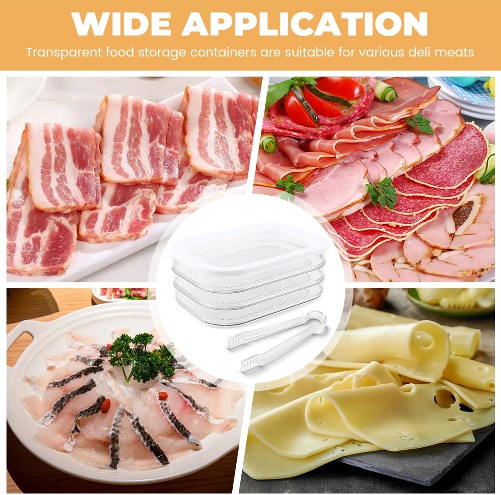 Deli Meat Container for Fridge, 3 Tier Stackable Clear Deli Meats Containers with Lid & Clip, Cold Cuts Storage Containers, Bacon Cheese Container, for Lunch Meat,Salami, Bacon, Cheese & Meal Prep