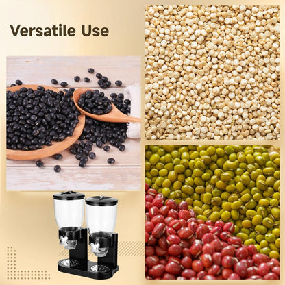 Dual-Control Dry Food Dispenser, 2 Pack 2L/67oz Cereal Dispenser Countertop, Cereal Containers Storage Airtight, Rotating Black Plastic Dry Food Dispenser, Candy Dispenser for Cereal, Coffee Beans