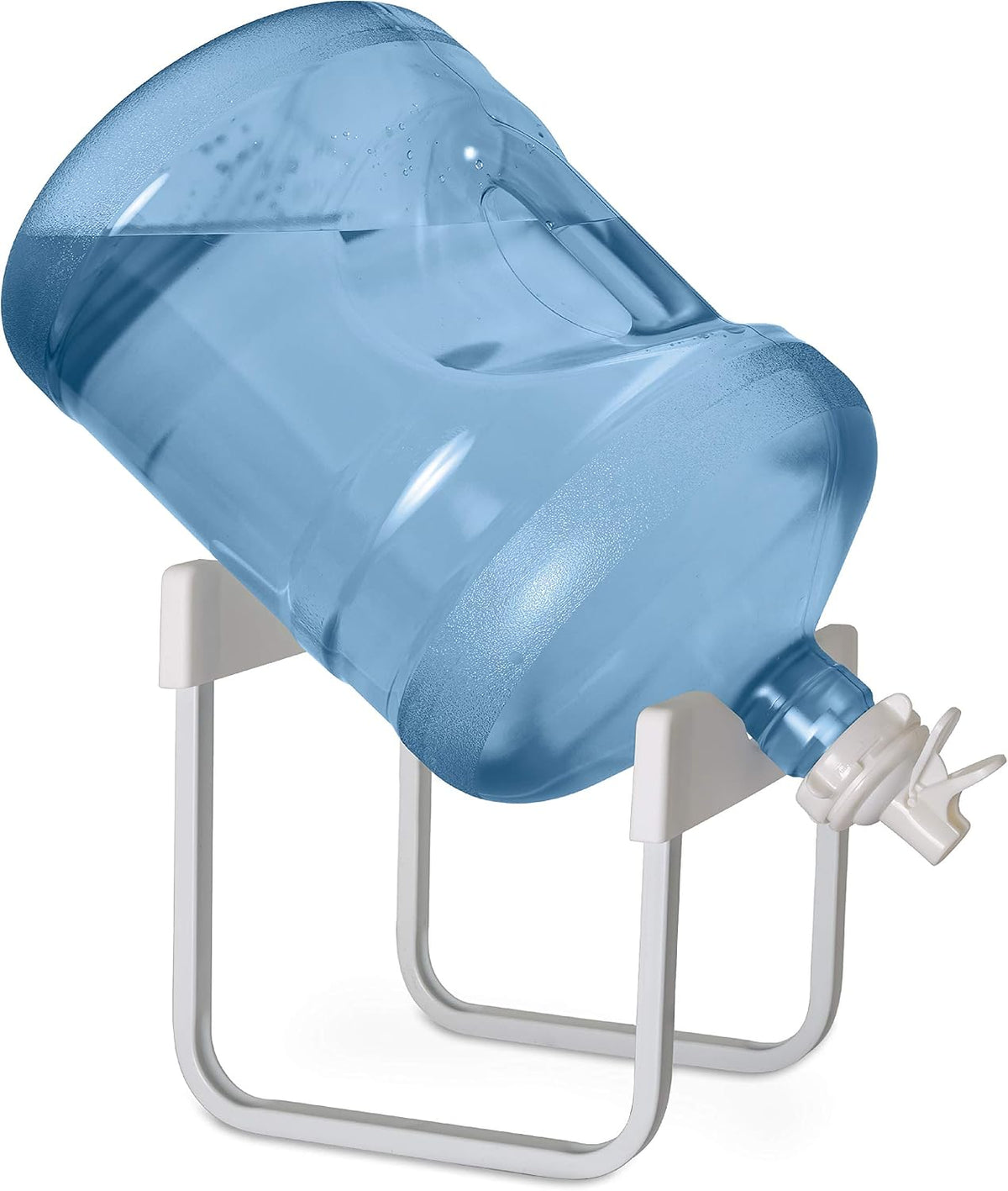 Stainless Steel 3-5 Gallon Water Jug Stand and 2 Dispenser Valves, Rust-Resistant Non Slip Water Stand with BPA Free Fast Flow Water Spout Fits BOTH 48mm and 55mm Bottles 2 CAPS INCLUDED (Black)