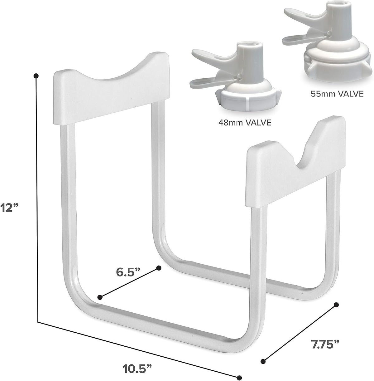 Stainless Steel 3-5 Gallon Water Jug Stand and 2 Dispenser Valves, Rust-Resistant Non Slip Water Stand with BPA Free Fast Flow Water Spout Fits BOTH 48mm and 55mm Bottles 2 CAPS INCLUDED (Black)