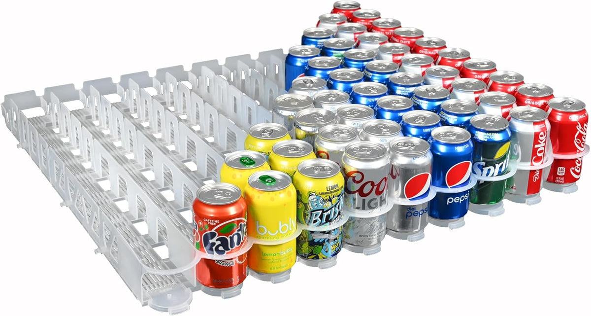 Visi-Slide Gravity Fed Organizer for 12/16oz low ring Beverages on Flat and Angled Shelves in Cold Vaults & Coolers, Drink Organizer (Pack of 2)