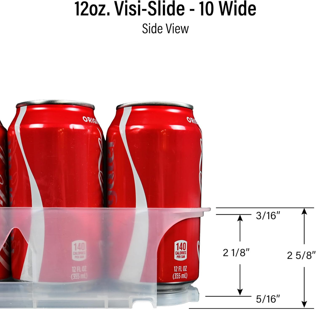 Visi-Slide Gravity Fed Organizer for 12/16oz low ring Beverages on Flat and Angled Shelves in Cold Vaults & Coolers, Drink Organizer (Pack of 2)