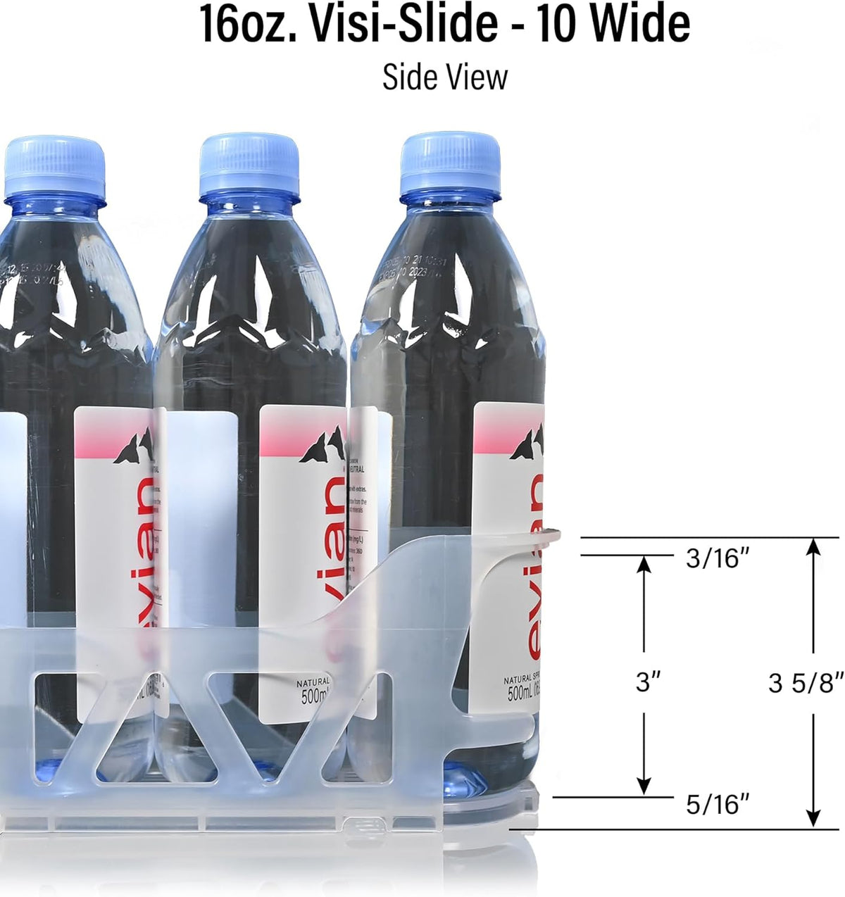 Visi-Slide Gravity Fed Organizer for 12/16oz low ring Beverages on Flat and Angled Shelves in Cold Vaults & Coolers, Drink Organizer (Pack of 2)