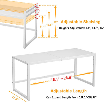150 LBS Expandable Storage Shelves, Adjustable Metal Shelving Unit Rack