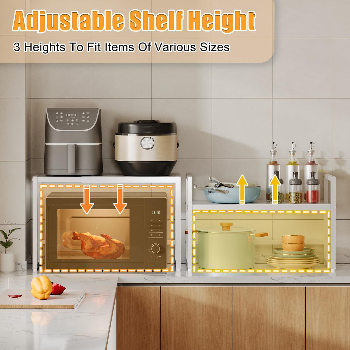 150 LBS Expandable Storage Shelves, Adjustable Metal Shelving Unit Rack