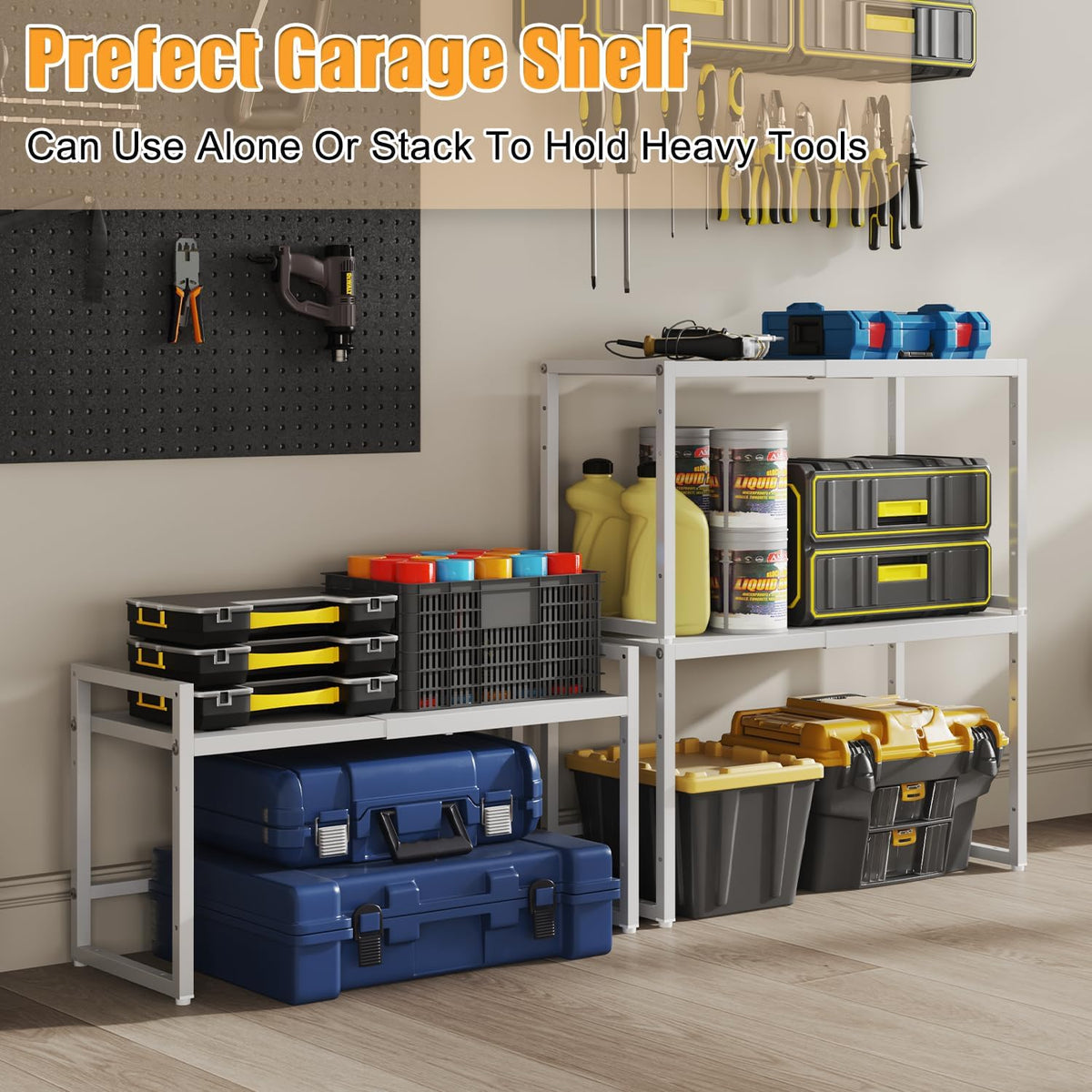 150 LBS Expandable Storage Shelves, Adjustable Metal Shelving Unit Rack