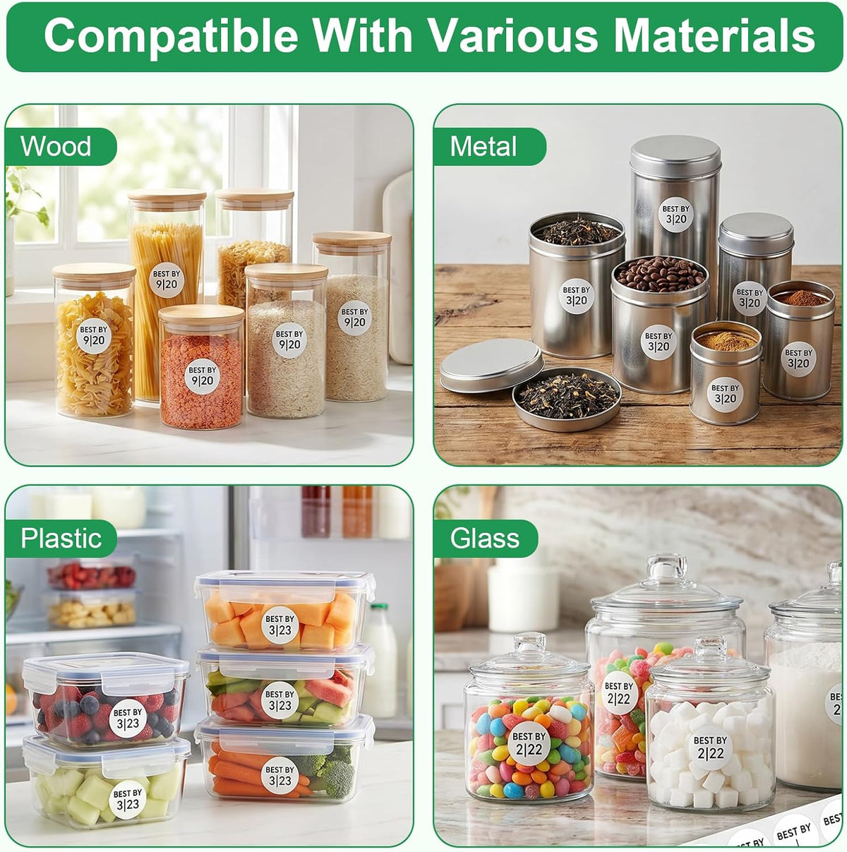 600PCS Expiration Date Stickers, 1 Inch Best by Labels, Circle Kitchen Pantry Label for Food Containers Freezer Restaurant Bins Jars Bottles Boxes